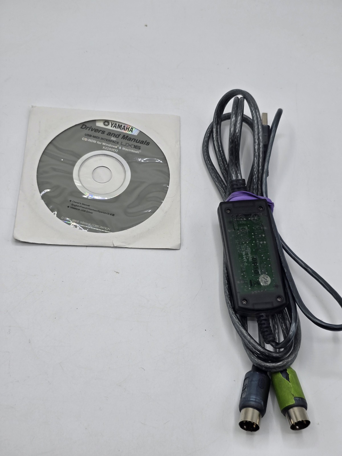 Yamaha UX16 USB to MIDI Interface - Computer Audio Adapter W/ Drivers Manual Cd