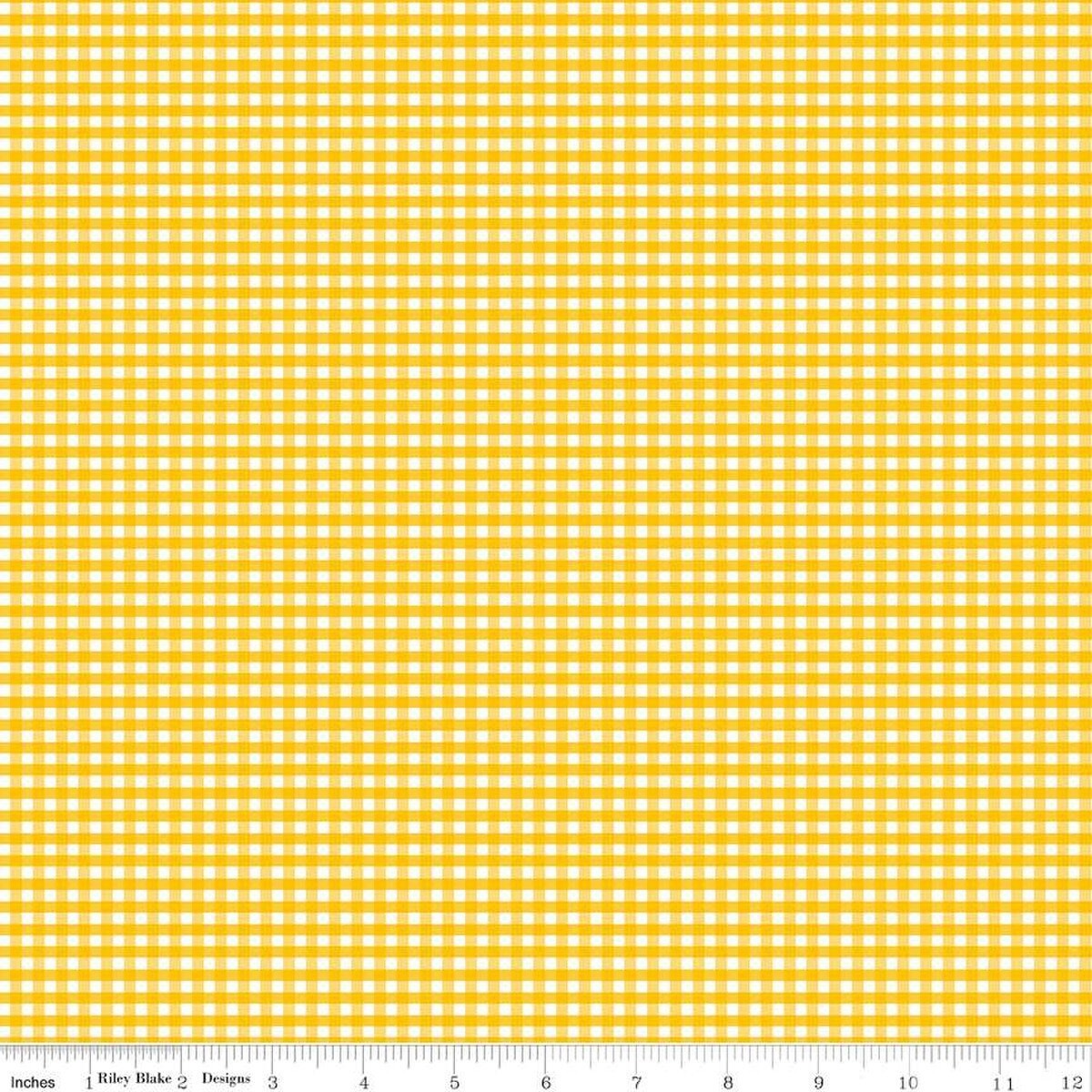 1/4 Yard 9”x42” Riley Blake Small Gingham 1/8" Check Mustard Yellow Quilt Cotton