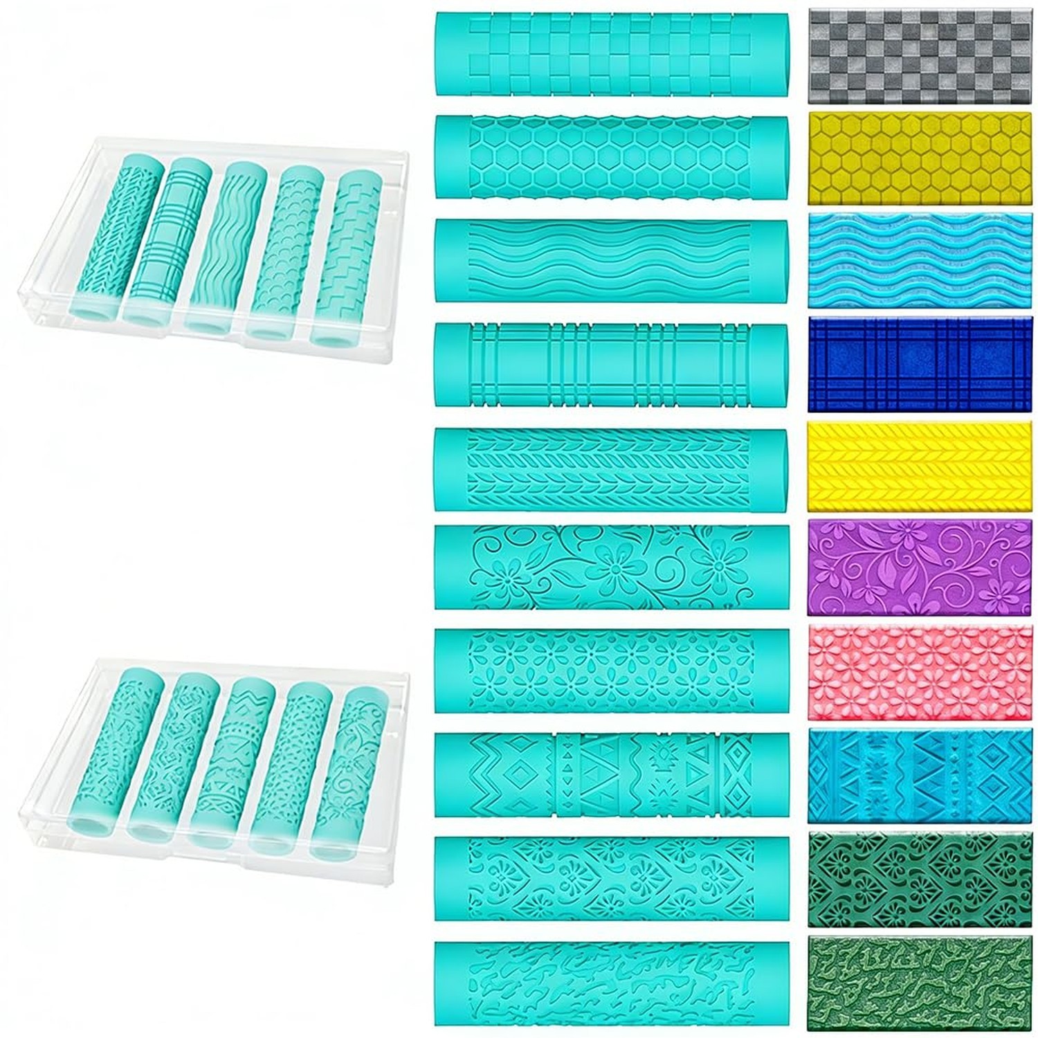 ACRNIGHEET 10 Pcs Polymer Clay Texture Roller, Embossing Rollers Pottery Stam...