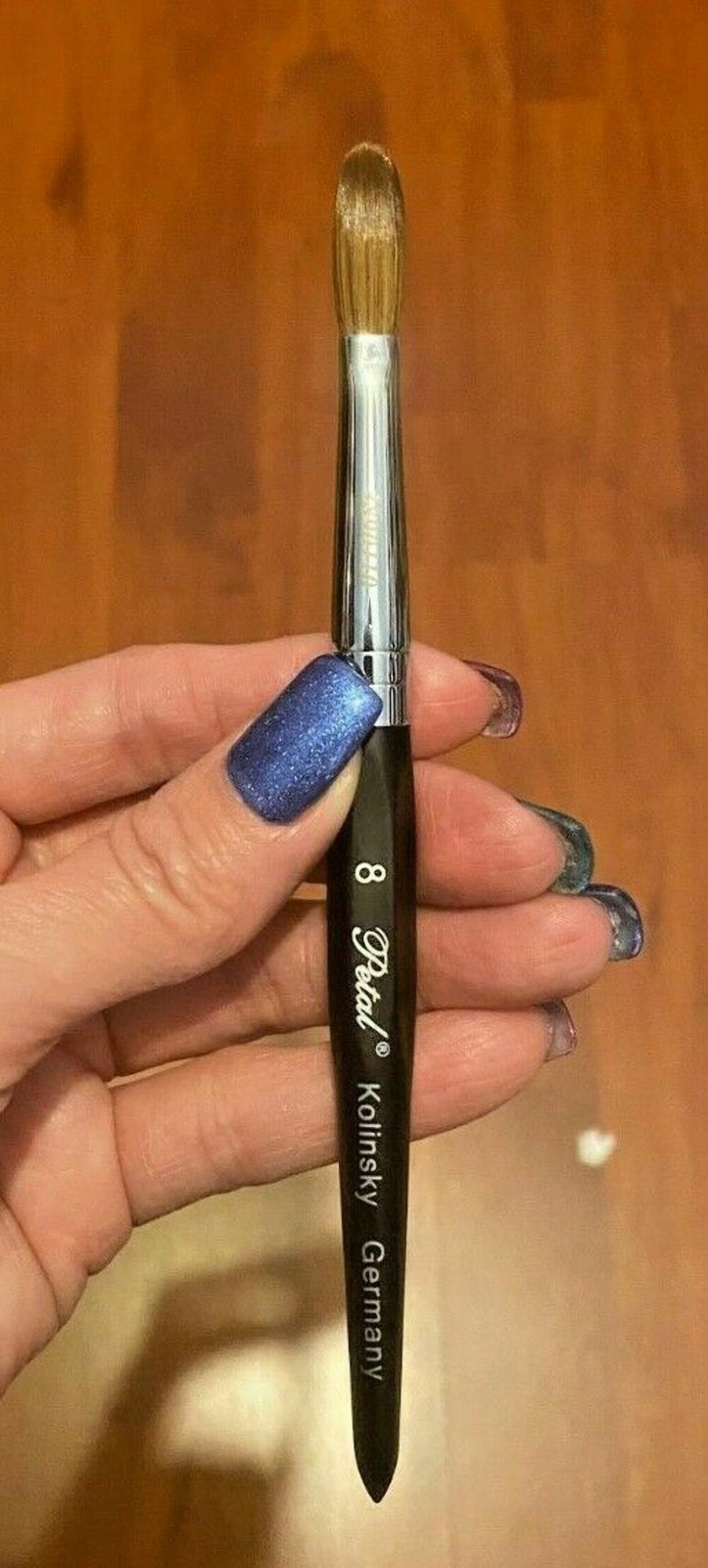 Six Angles- Black Petal Kolinsky Acrylic Nail Brush for Manicure Powder(CRIMPED)