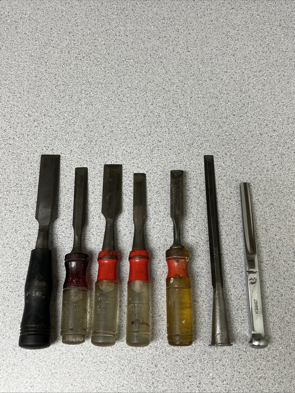 Vintage Lot Of 7 Wood Chisels Stanley, Buck Bros, Zimmer