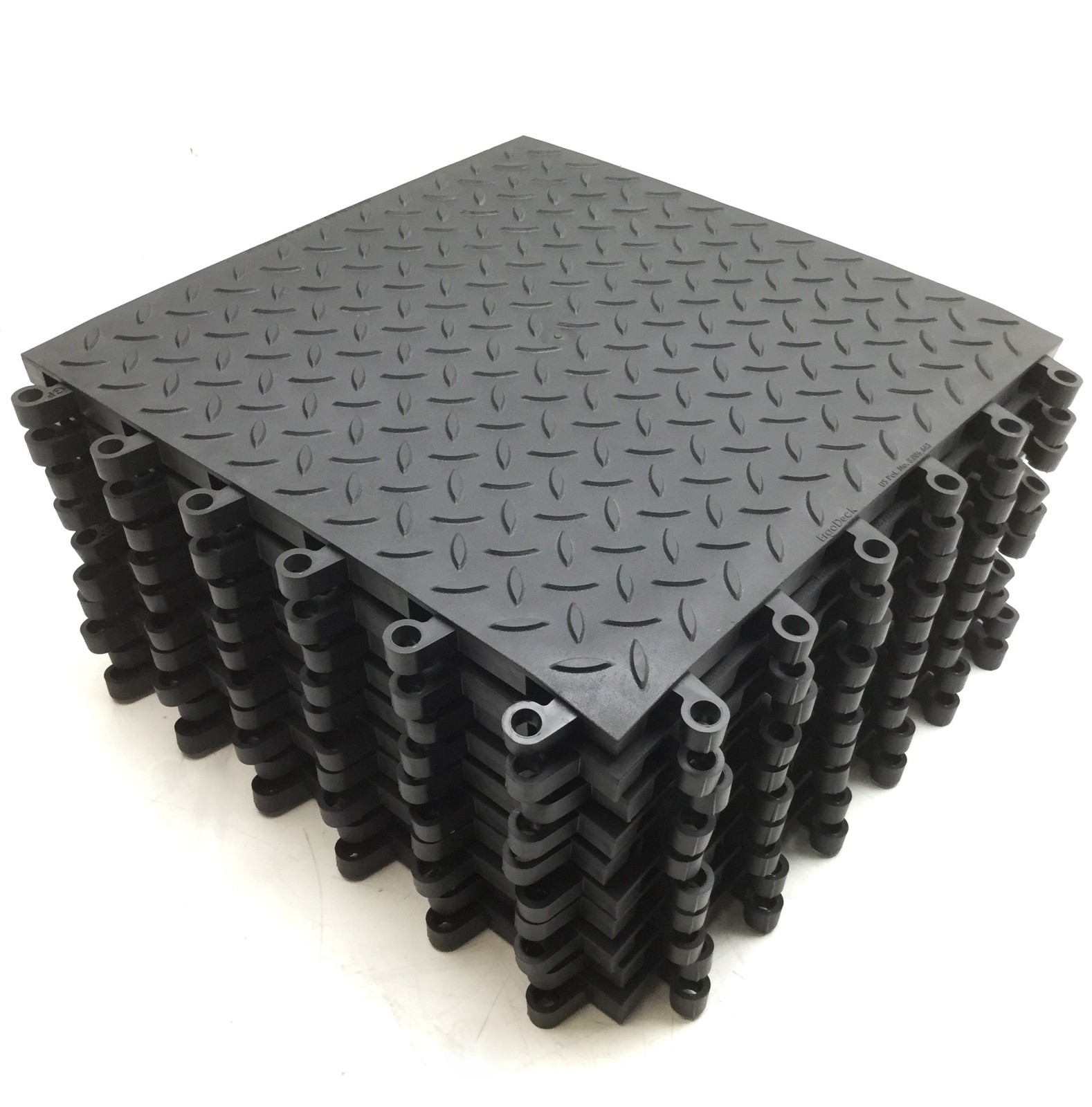Lot of 10 Wearwell 599.78x18x18BK ErgoDeck MAX Diamond-Plate Mat Tiles 18" x 18"