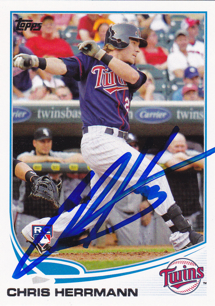 CHRIS HERRMANN MINNESOTA TWINS SIGNED CARD MARINERS A'S ARIZONA DIAMONDBACKS