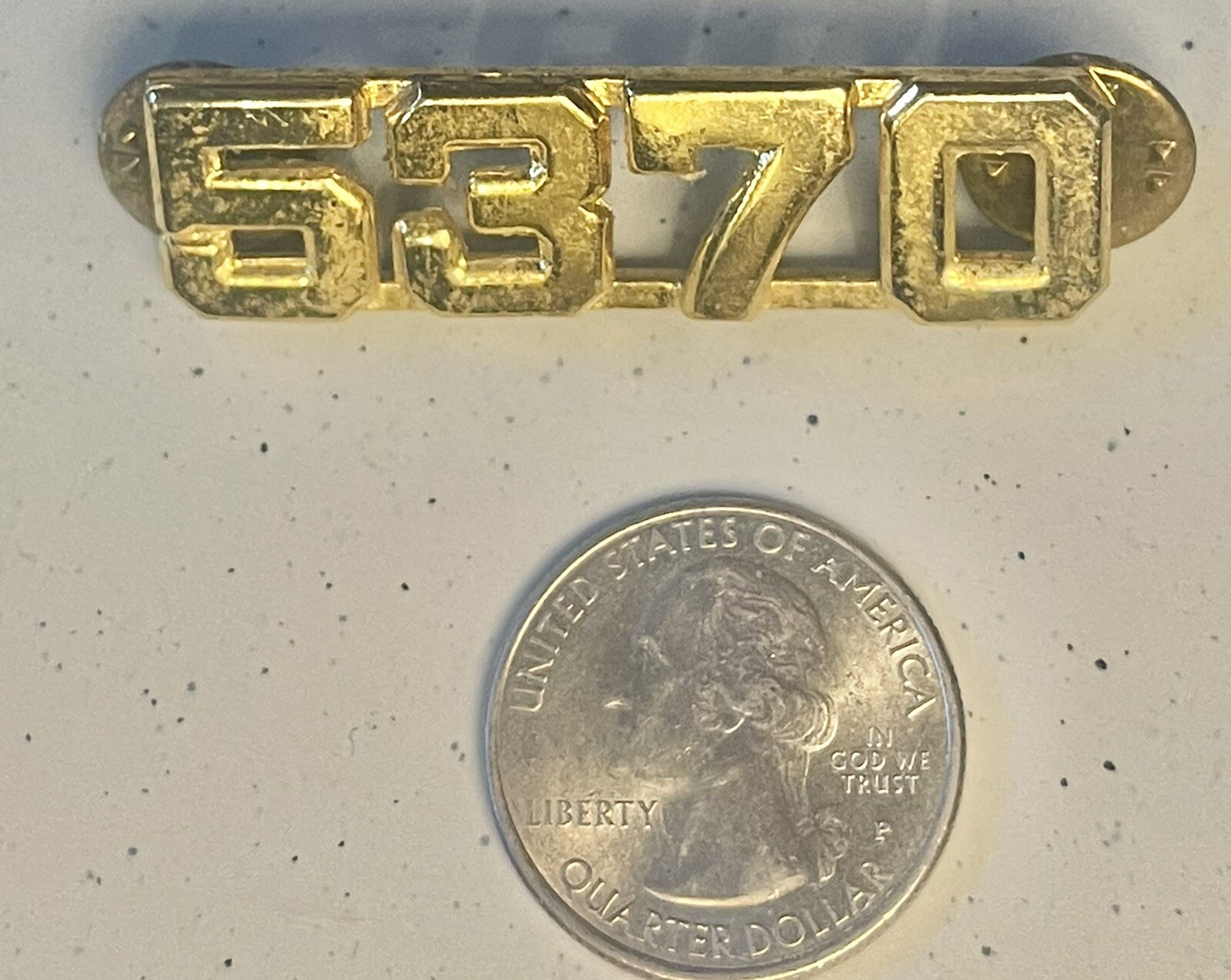 GOLD PLATED DEPARTMENT METAL NUMBER PIN #5370 POLICE MILITARY G