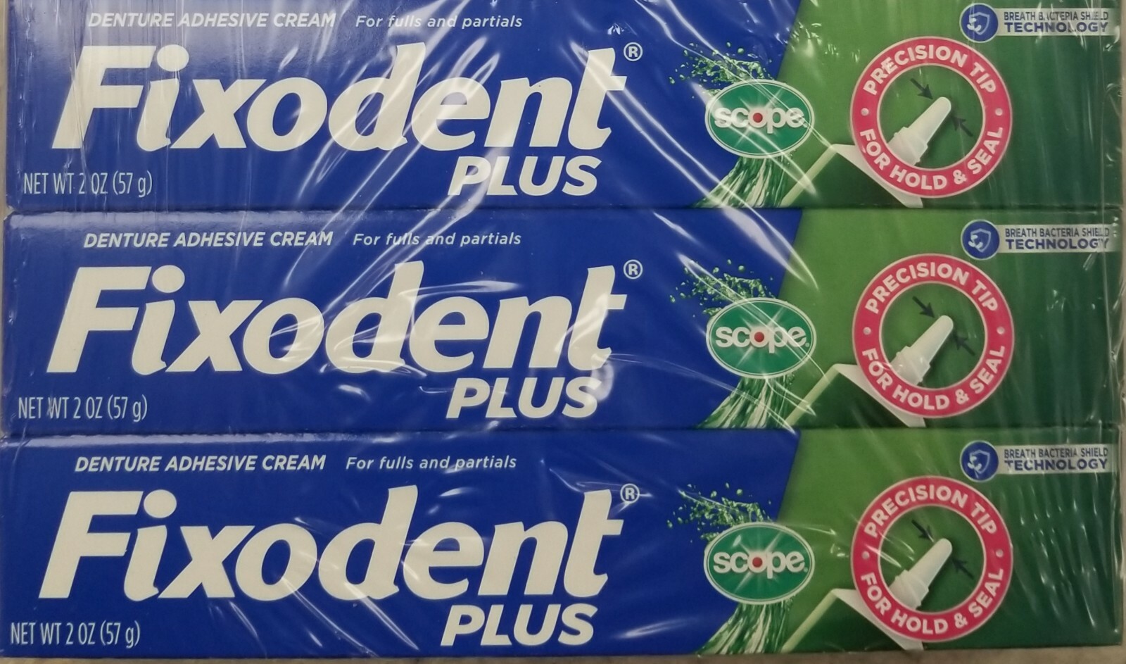Fixodent PLUS Denture CREAM Scope Flavor 2oz ( 3 Pack )