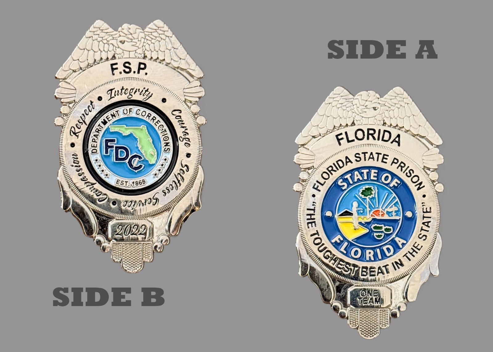 Florida State Prison FDC Corrections Badge Shaped Challenge Coin  M#12