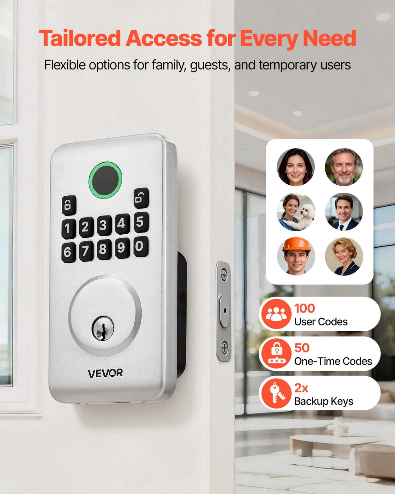 Keyless Entry Door Lock, Silver