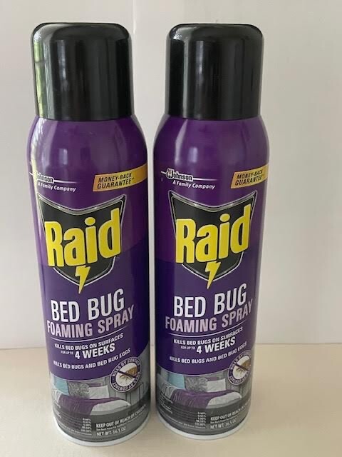 2 X 16.5 oz Raid Bed Bug Foaming Spray Kills Bed Bugs On Surfaces