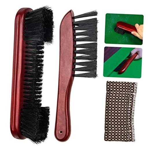 Pool Table Brush Cleaner Kit, Brush Made of Pure Solid Wood Burgundy-3-tool