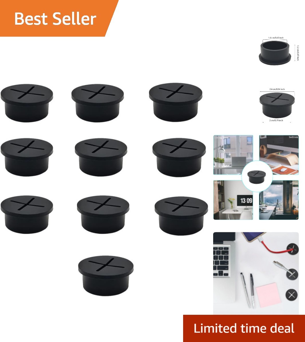 Durable 3/4 Inch Flexible Rubber Grommets - 10 Pieces for Easy Wire Management