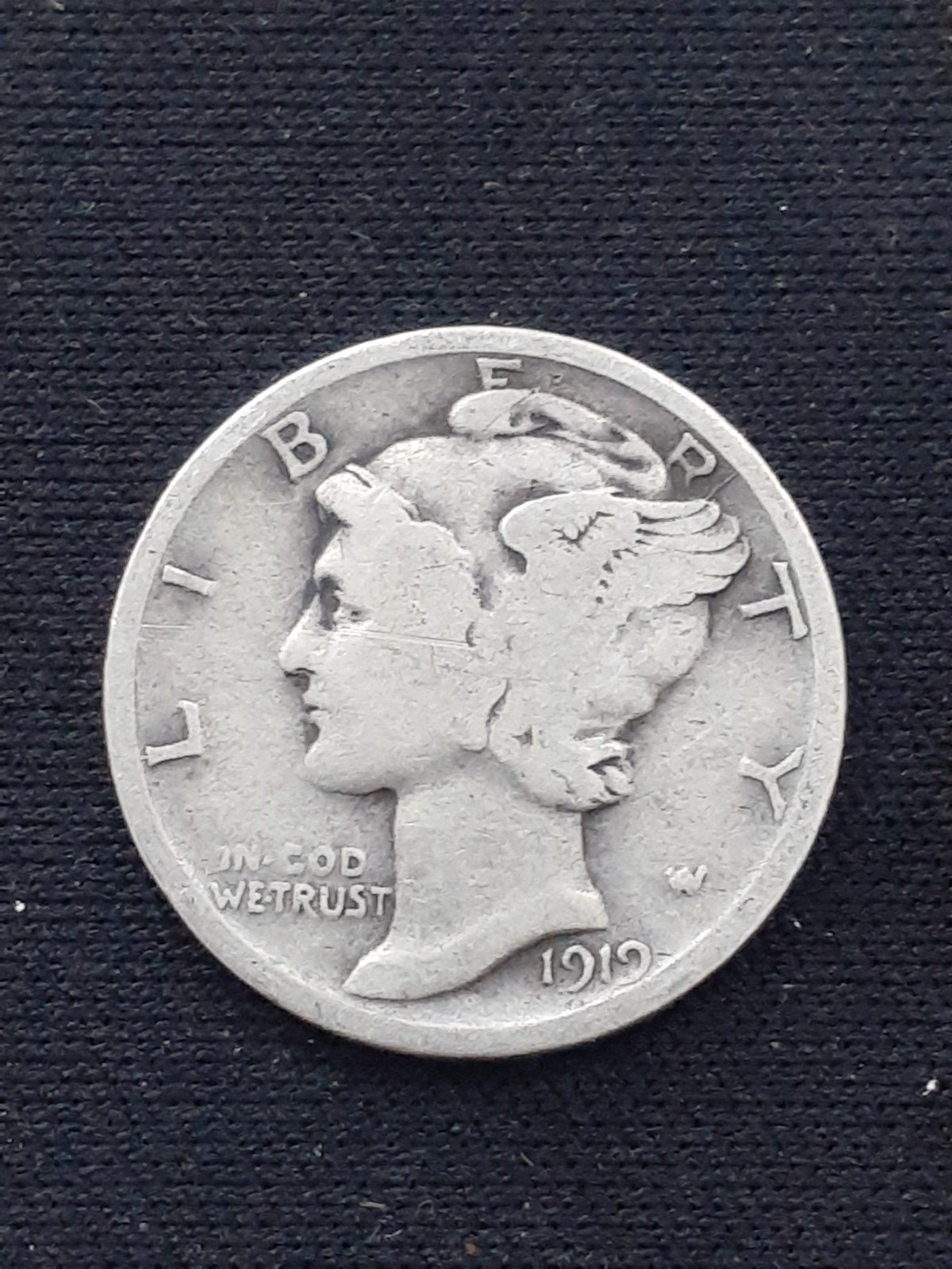 1919 MERCURY DIME  SILVER   GOOD