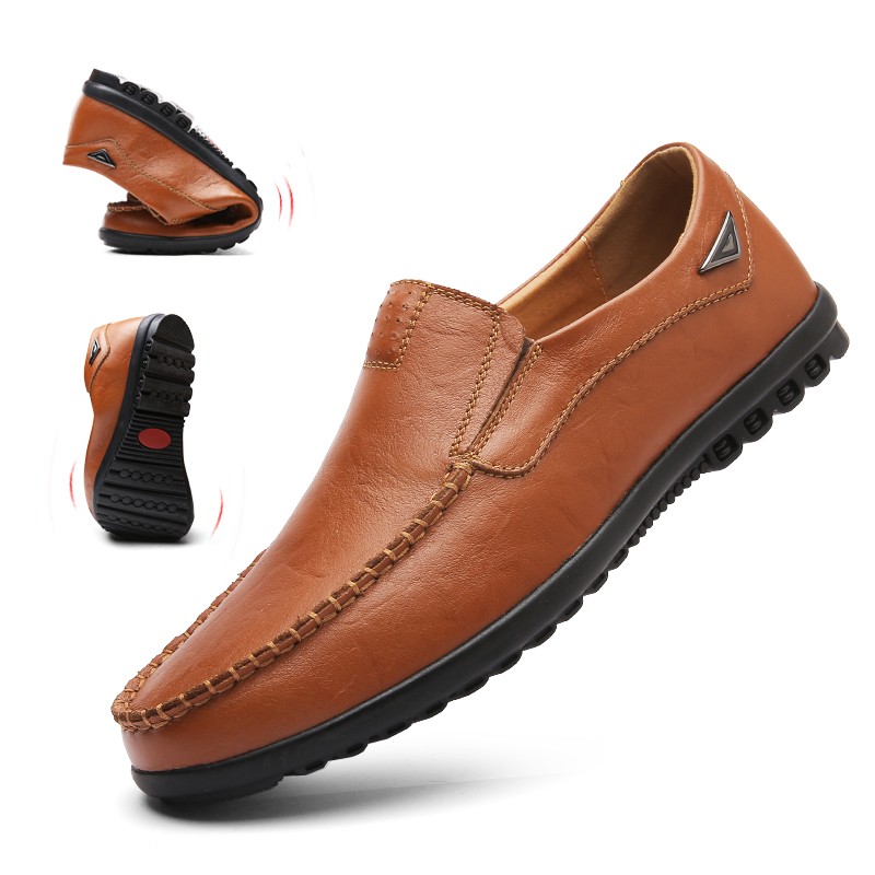 Leather Men's Casual Shoes Loafers Moccasins Breathable Slip On Shoes US