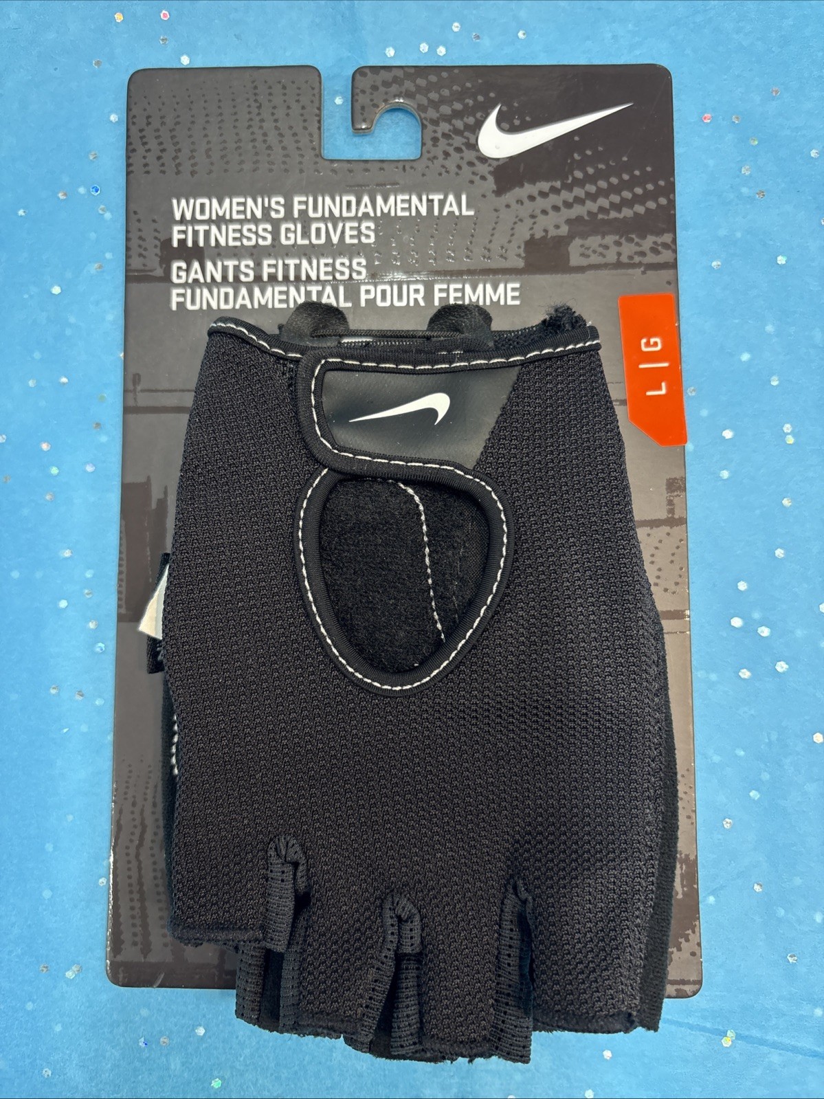 Nike Women's Fundamental Black Fitness Gloves. Half Finger Gloves. Size: L NWT