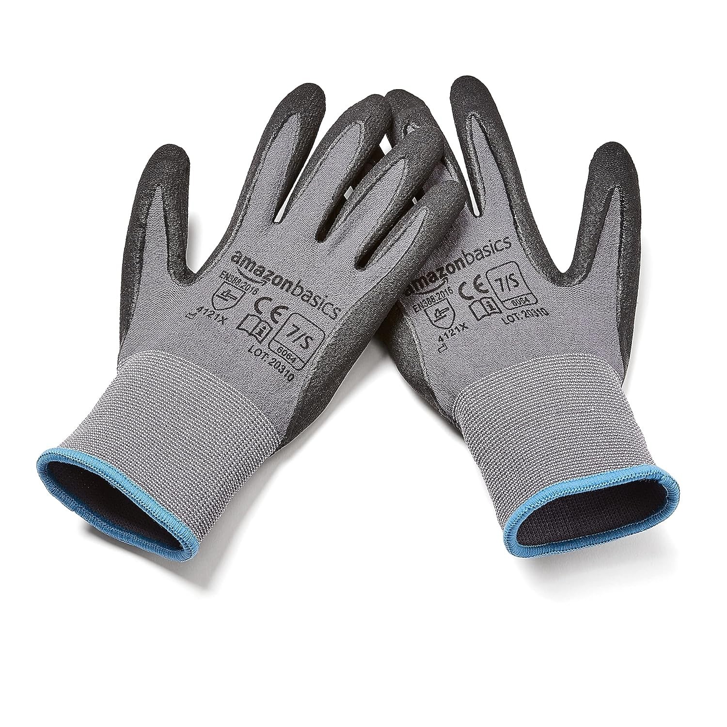 Amazon Basics Micro-Foam Nitrile Coated Safety Work Gloves 12-Pack Gray Size 7 S