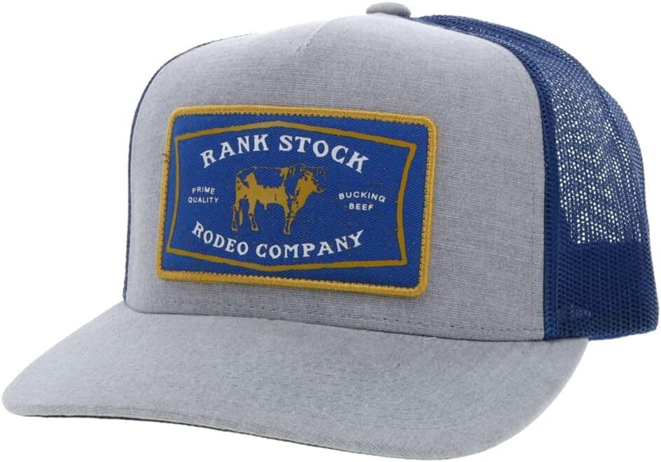 HOOEY Rank Stock Adjustable Snapback Mesh Back Trucker Hat One Size, Grey/Blue
