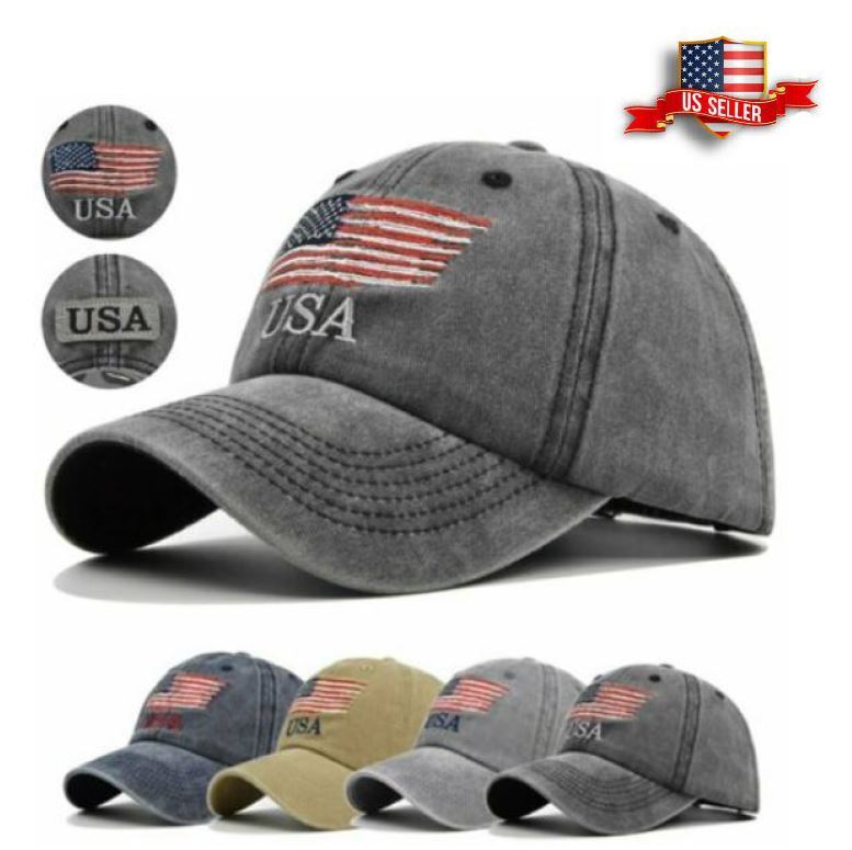 New Embroidered USA American Flag Cotton Adjustable Baseball Hat Cap NEW COLORS