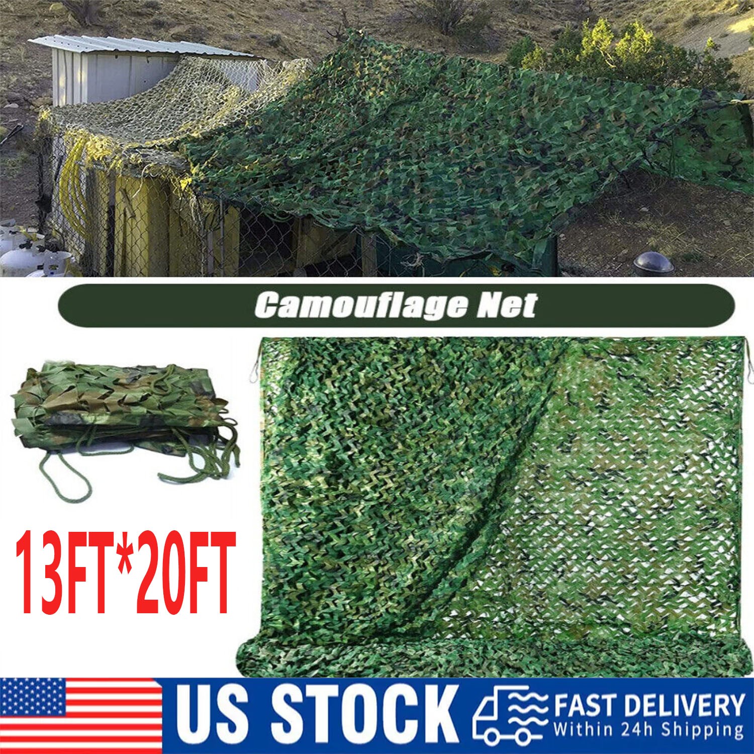 13x20ft Camping Camouflage Netting Military Camo Sunshade Mesh Hunting Car Cover