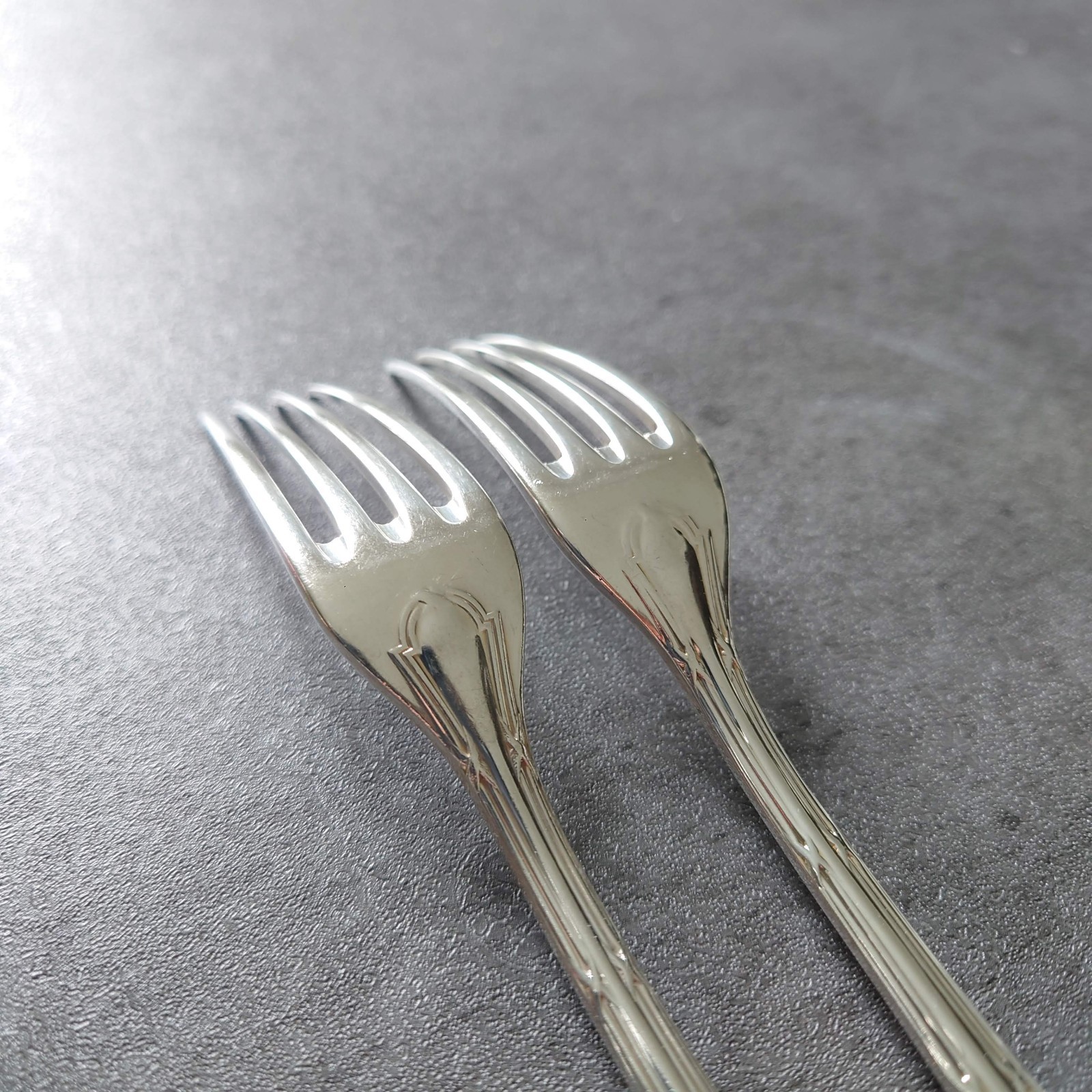 Christofle Rubans 2pcs Silverplate Flatware Dessert Fork Excellent