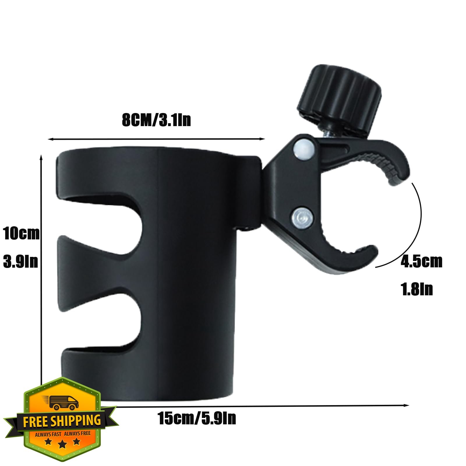 PandaEar Universal Stroller Bike Cup Holder Black