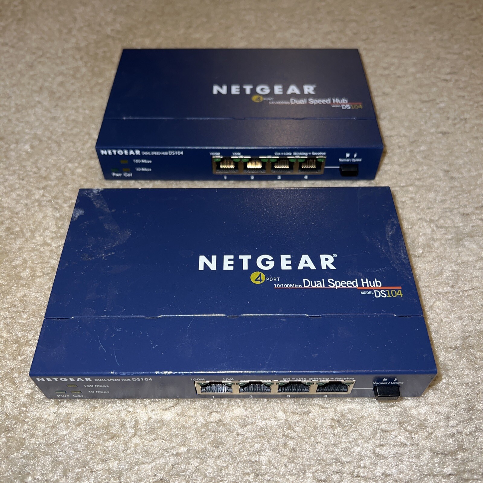 Lot Of 2 NetGear DS104 Dual Speed 4-Ports External Hub Managed No Power Supply