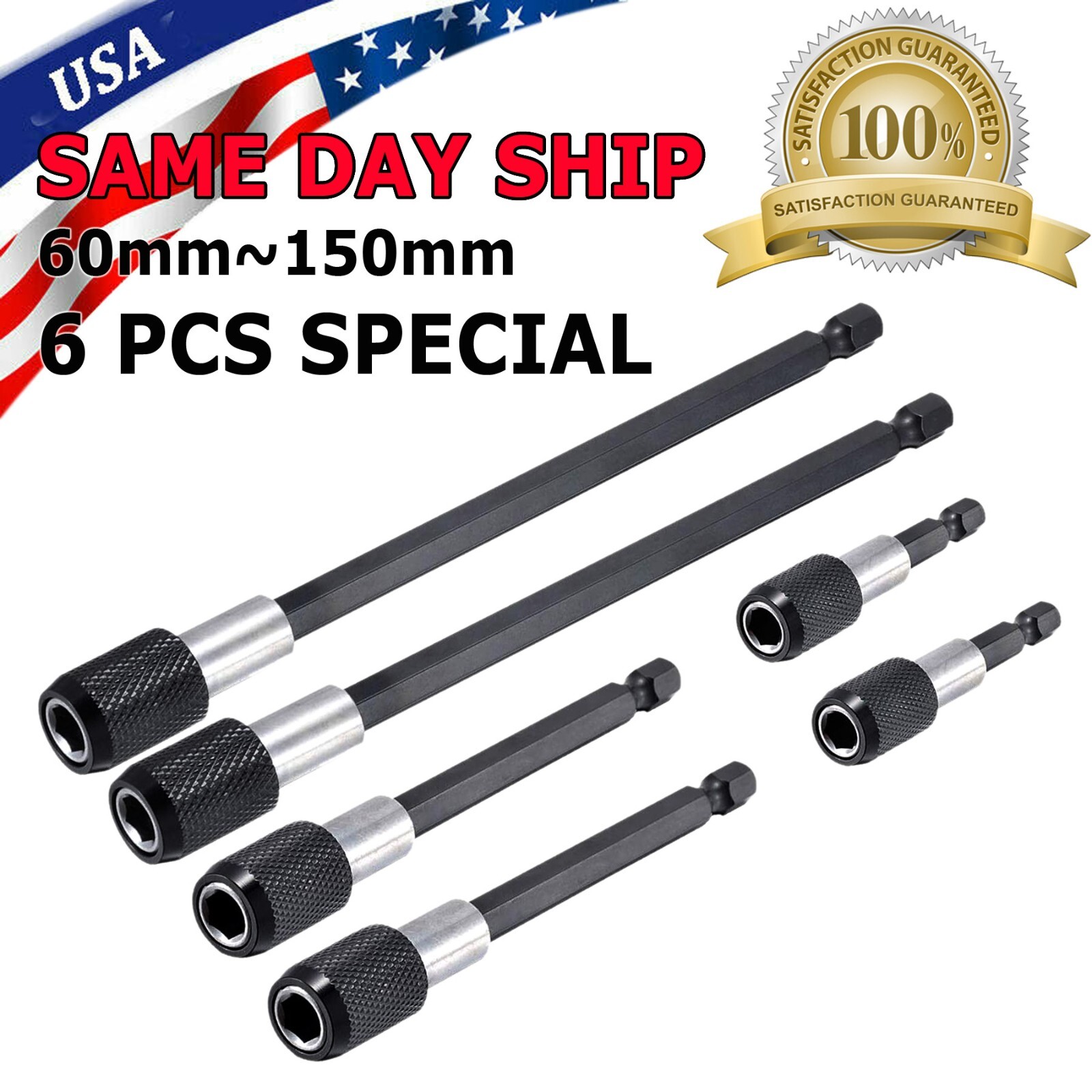 6PC 1/4" Hex Shank Holder Drill Bit Screwdriver Extension Quick Release Magnetic