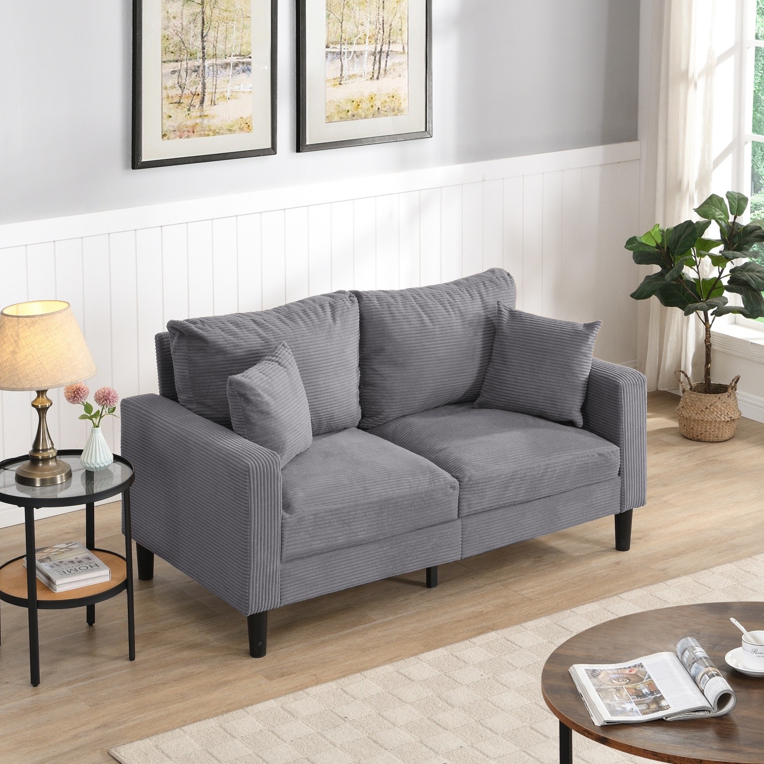 57'' Loveseat Sofa Couch 2 Seater Upholstered Sofa Couch Living Room Sofa