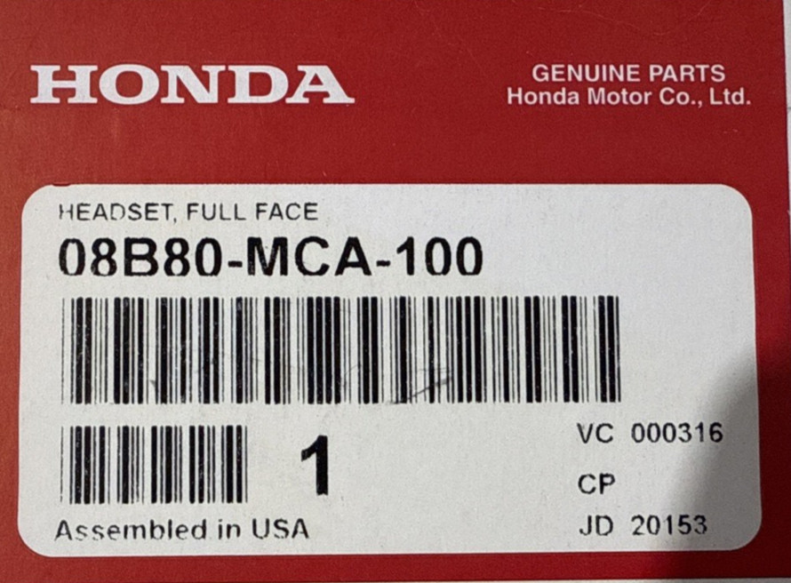 HONDA Full FACE HELMET HEADSET 08B80-MCA-100