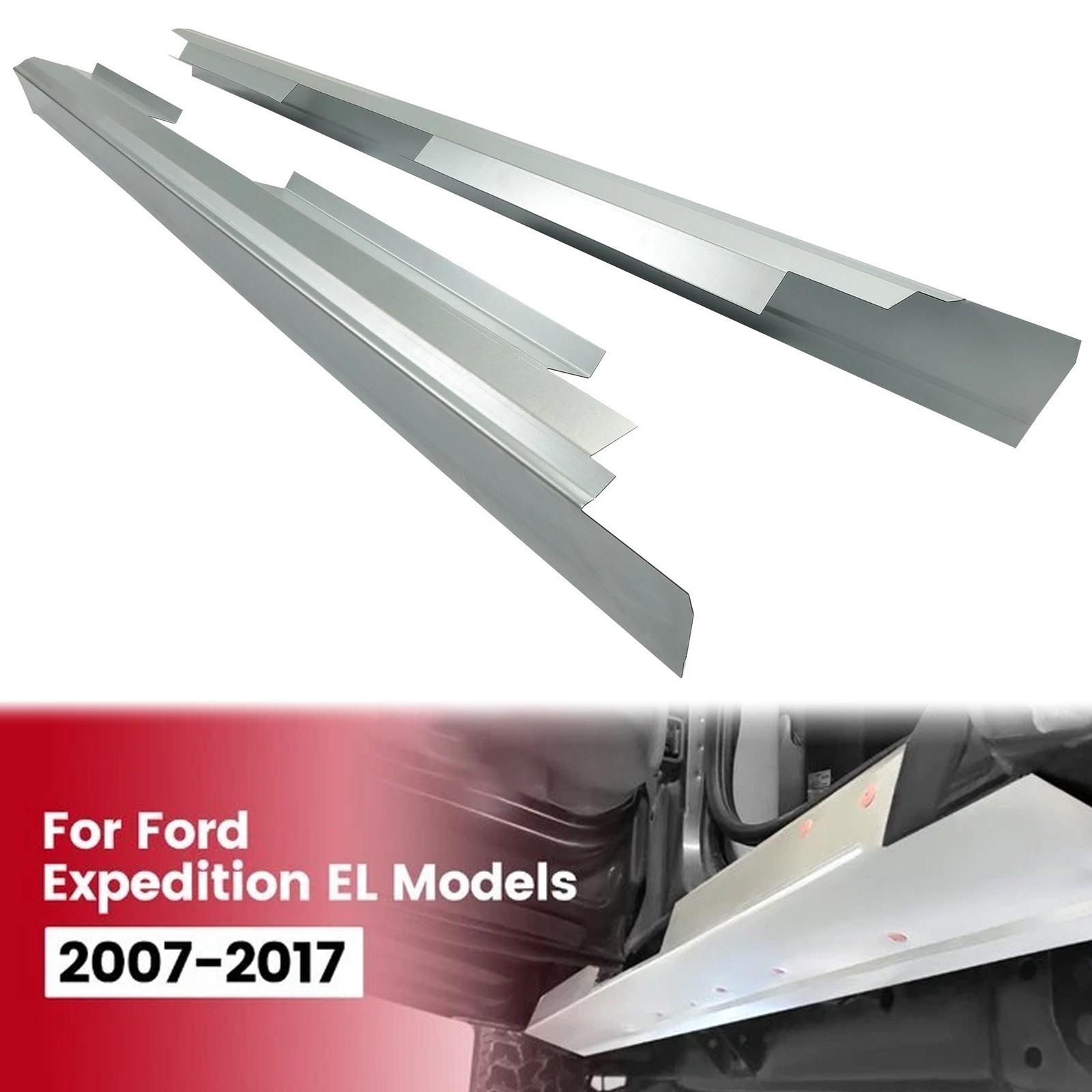 Left & Right Side Rocker Panels Steel For Ford Expedition EL Models 2007-2017
