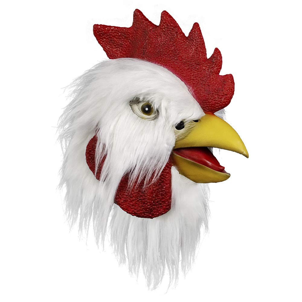 MOLEZU Rooster Mask Chicken Head for Adult, Animal Cock unisize, White