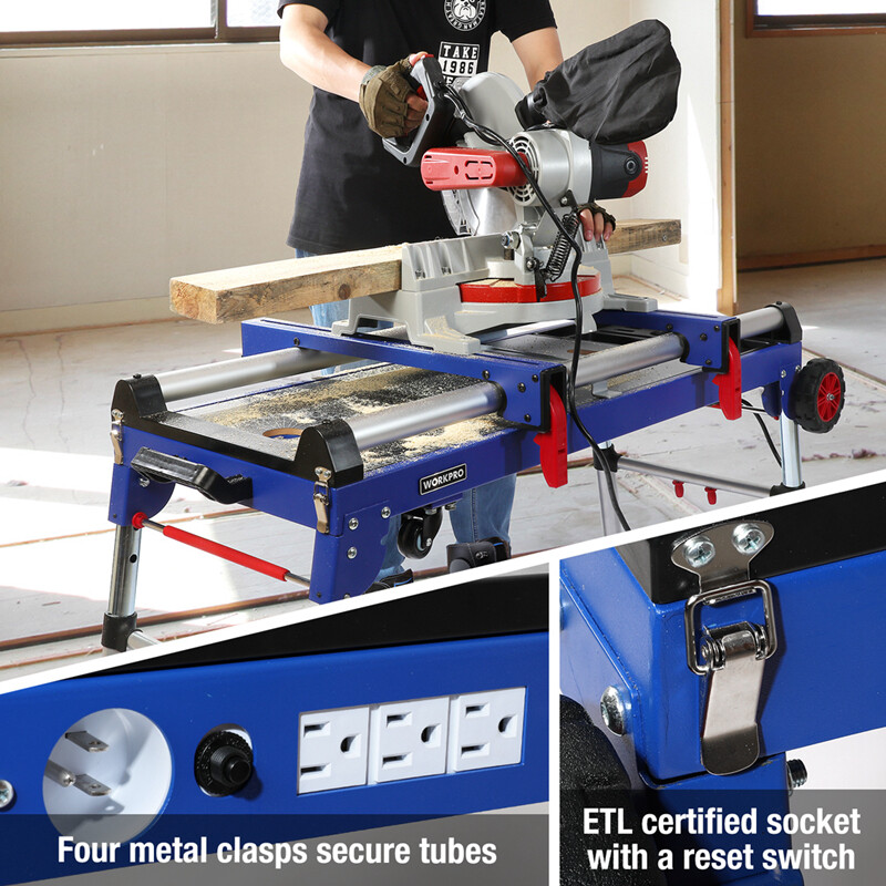 WORKPRO Miter Saw Stand, 5-in-1 Portable Workbench, Quick Folding Work Table NEW