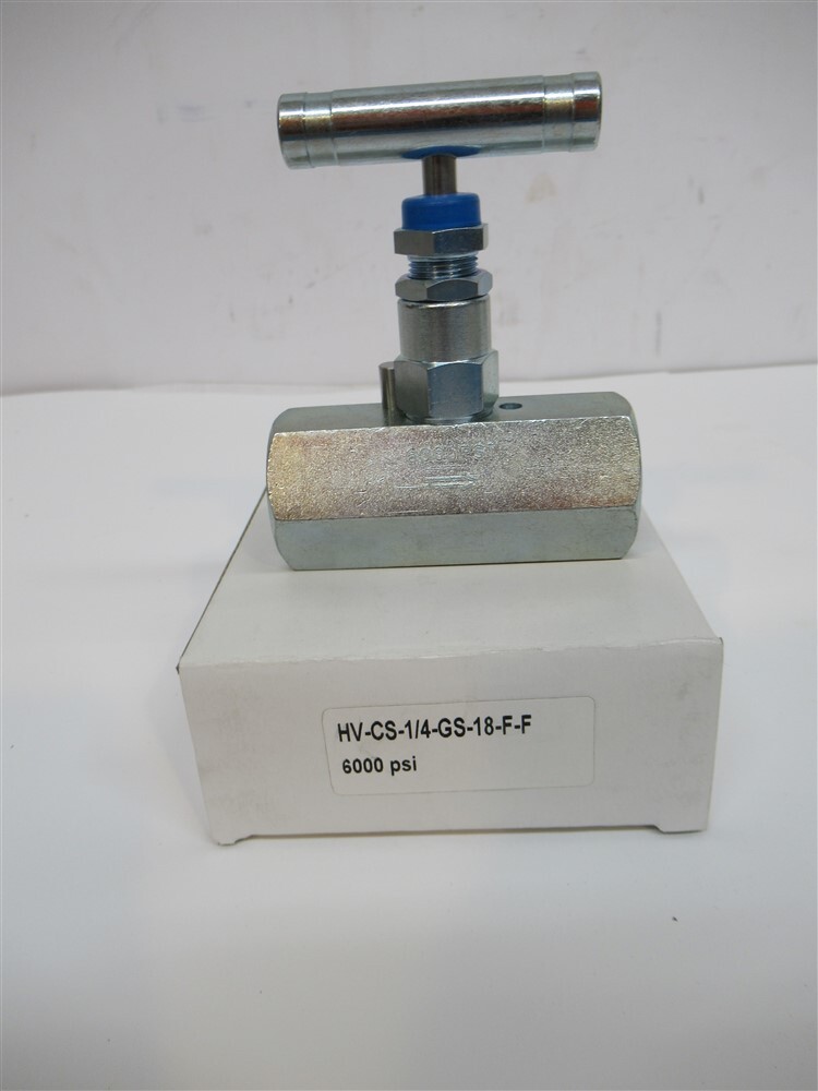 HV-CS-1/4-GS-18-F-F, 1/4" FNPT x FNPT Carbon Steel Straight Needle Valve, 6000