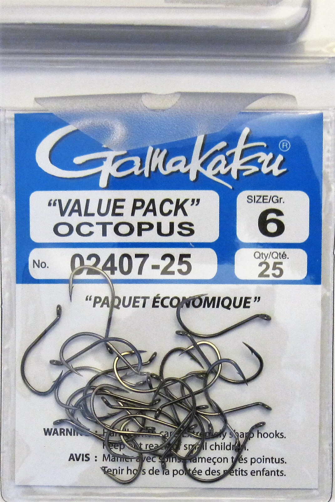 Two (2) Packs Gamakatsu Octopus Fish Hooks 02407 Size 6 Value Pack 25/Pack