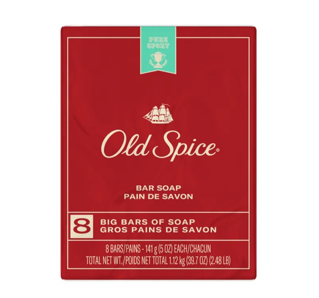 Old Spice Men's Pure Sport Bar Soap, 8 Pack