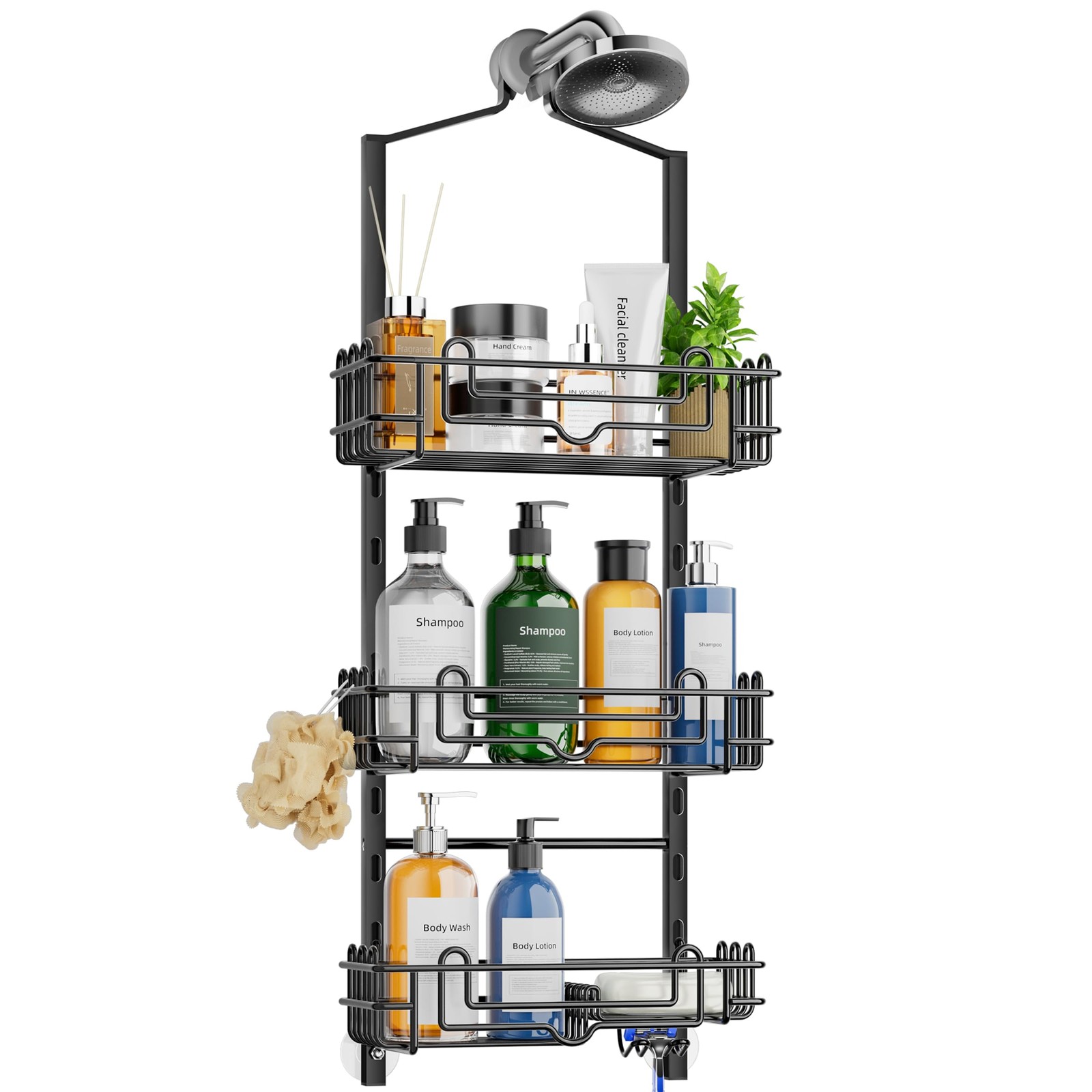 SWTYMIKI Shower Caddy Hanging Organizer - 3-Tier Rustproof Black
