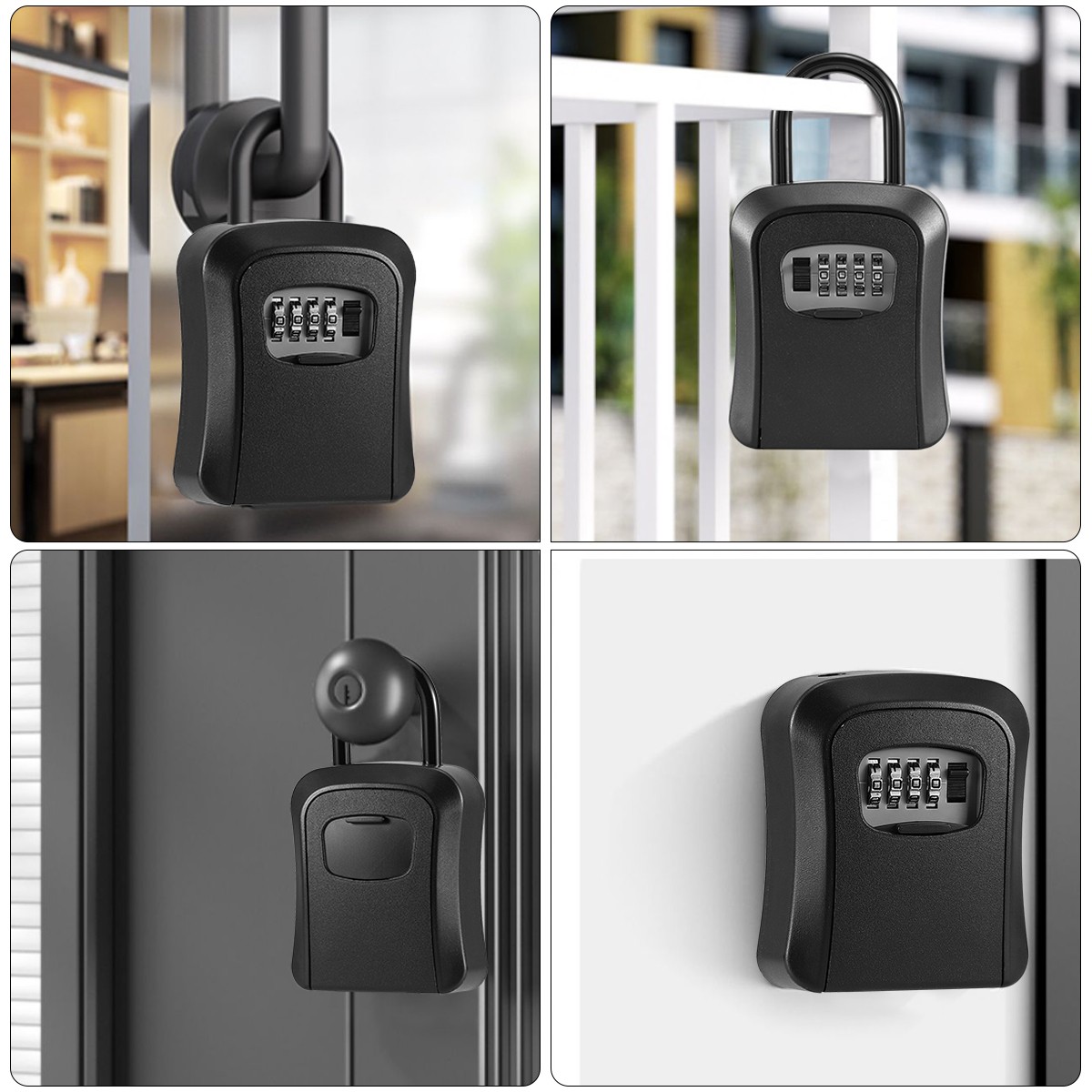 Outdoor Key Safe 4-Digit Combination Lock Box Wall Mount Storage Safe Security