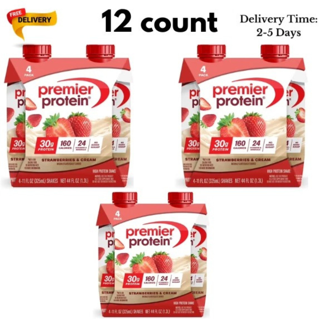 Premier Protein Shake, Strawberries & Cream, 30g Protein, 11 fl oz, 12 ct
