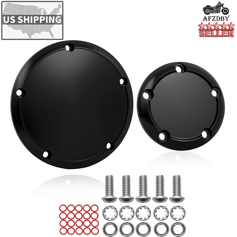 Black 5 Holes Derby Timer Engine Timing Cover For Harley Touring Dyna Softail