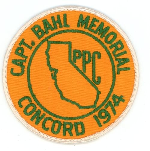 CALIFORNIA CA CAPT BAHL MEMORIAL POLICE PISTOL CONCORD 1974 SHOULDER PATCH