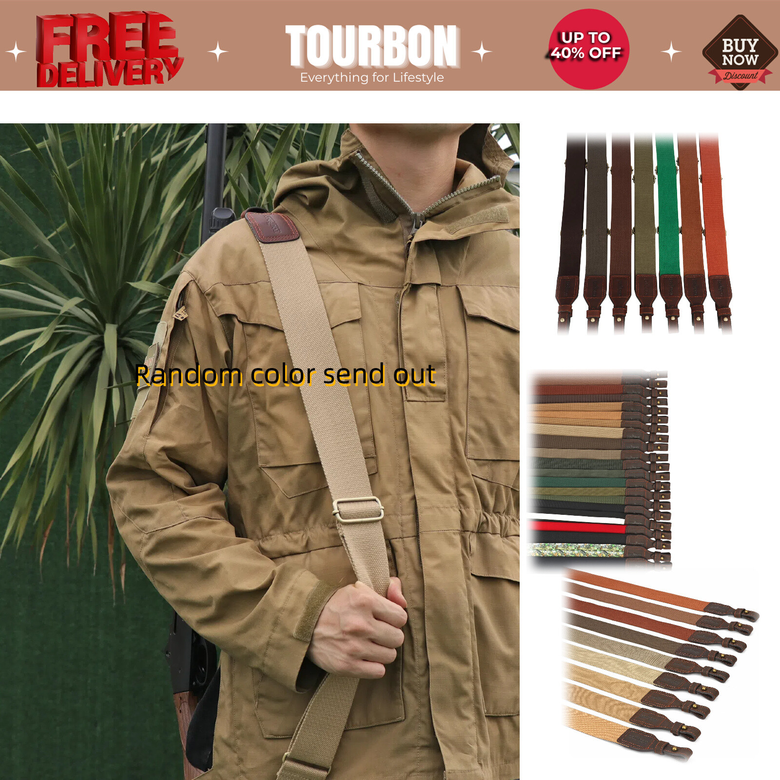 Tourbon Gun Sling Rifle Strap Webbing Leather Quick Release Shooting Adjustable