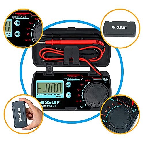 Mini Folding Digital Multimeter Automotive Tester AC DC Volt AMP Auto Range