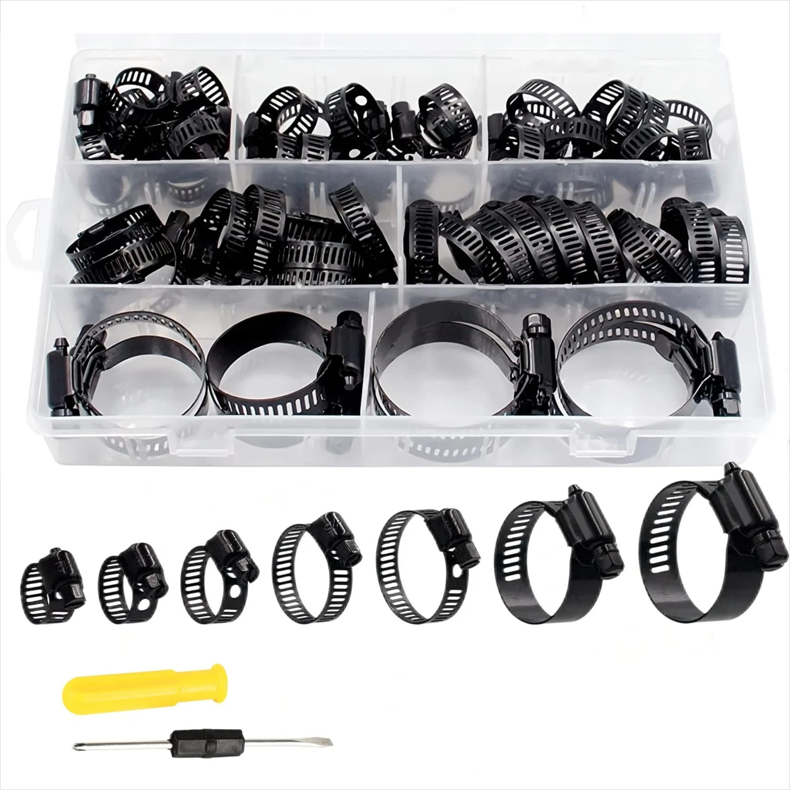 60Pcs Stainless Steel Adjustable Hose Clamps Kit for Plumbing & Automotive