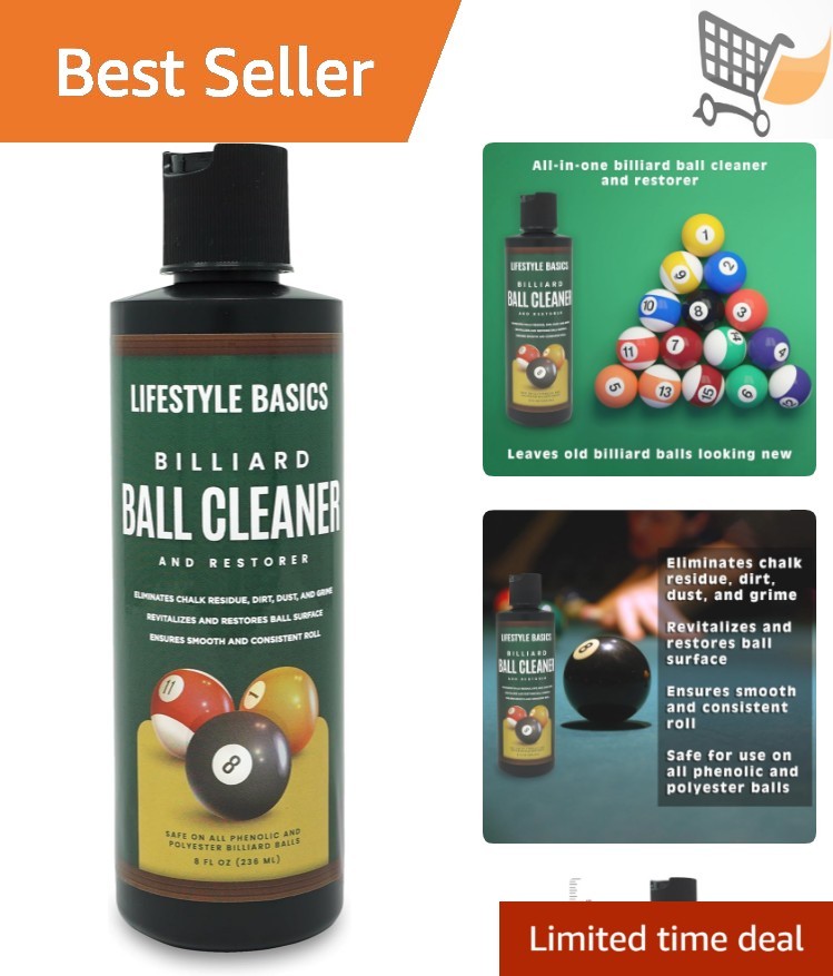 Billiard Ball Cleaner Restorer Polish All-in-One Removes Chalk Dust Grime