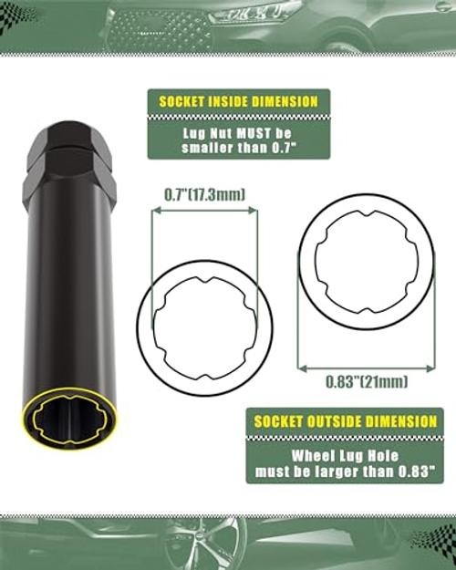 Small 6 Point Spline Lug Nuts Key Tuner Socket Tool 6 Spline Lug Nuts Key