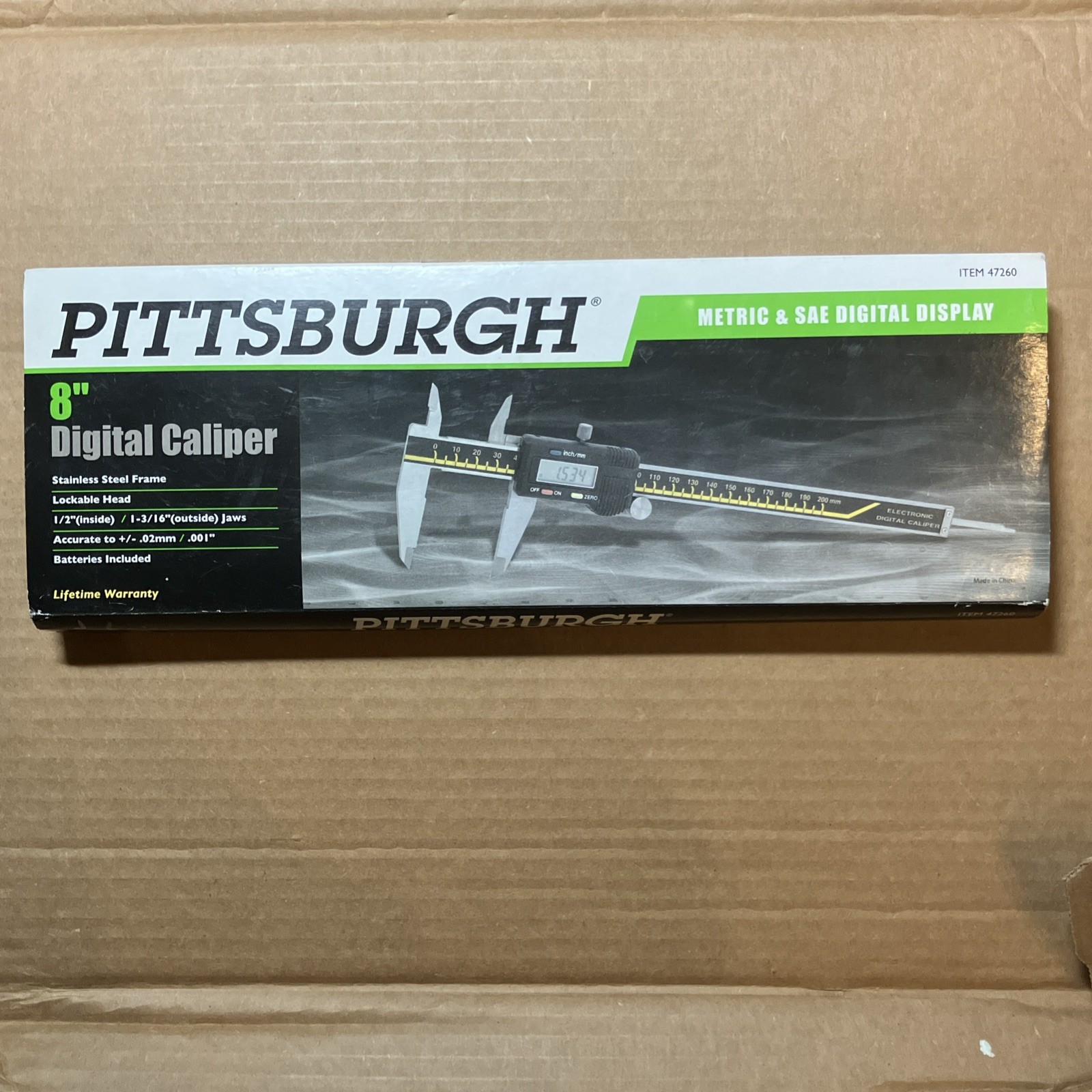Pittsburgh 8" Digital Caliper Electronic Metric & SAE Model 47260
