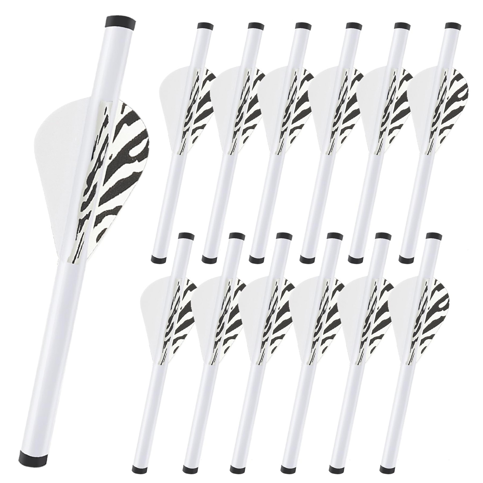 KEAUP 12 Packs Arrow Fletching with 2 Inch Vanes, Black Stripe & White