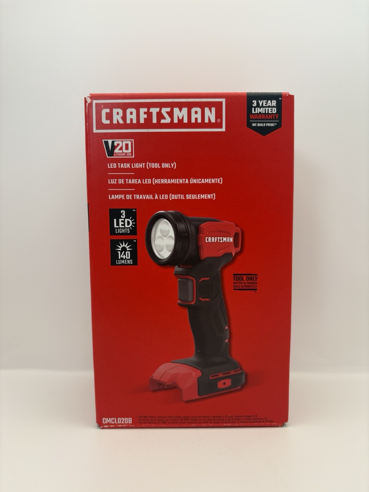 CRAFTSMAN V20 LED Work Light, Cordless Handheld, 140 Lumens CMCL020B