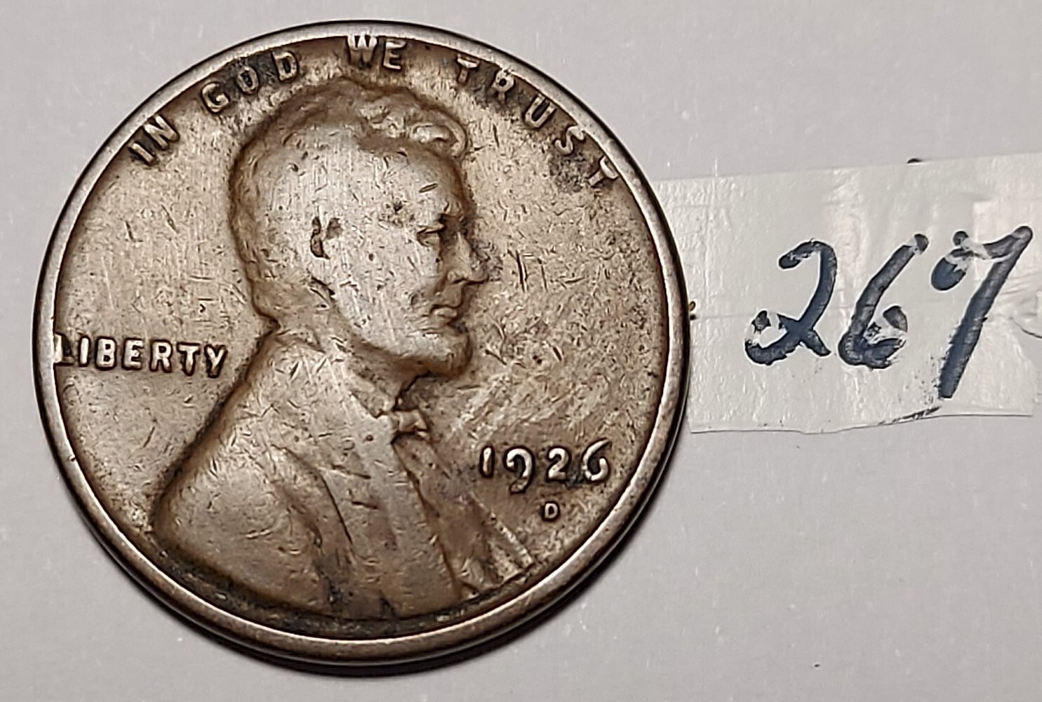 1926-D Lincoln Wheat Cent  BELOW FINE  #267