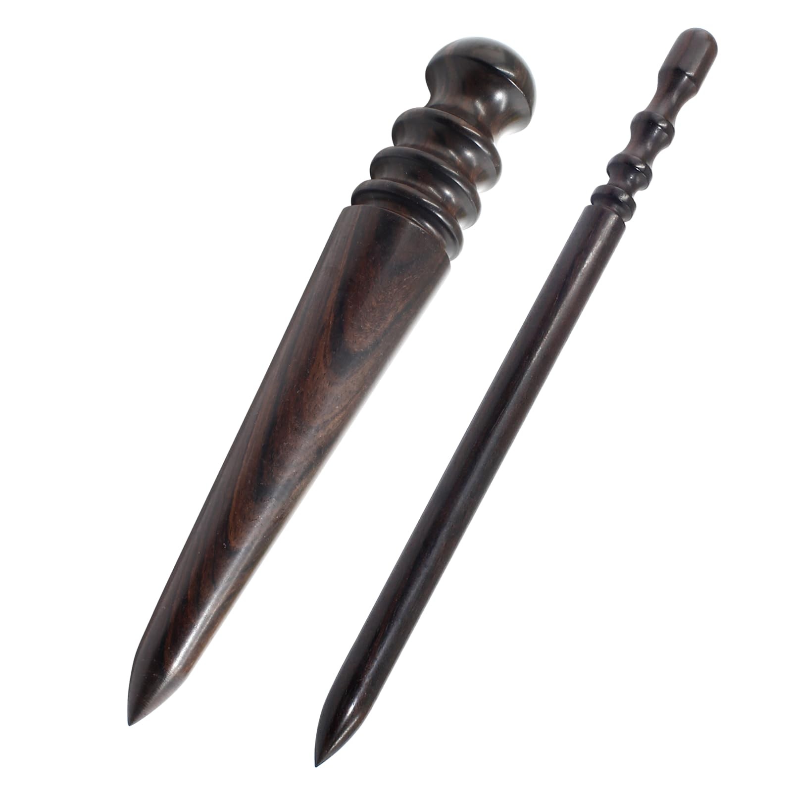 2 Pack Ebony Wood Leather Edge Burnisher Slicker Polishing Tools Leatherwork Set