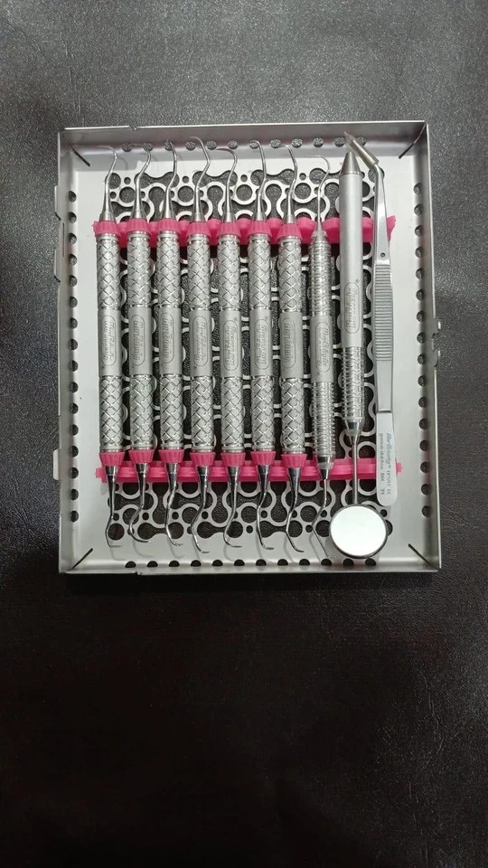 New Hu Friedy Dental Hygiene Instruments Set of 10 PCS With Sterlization Cassett
