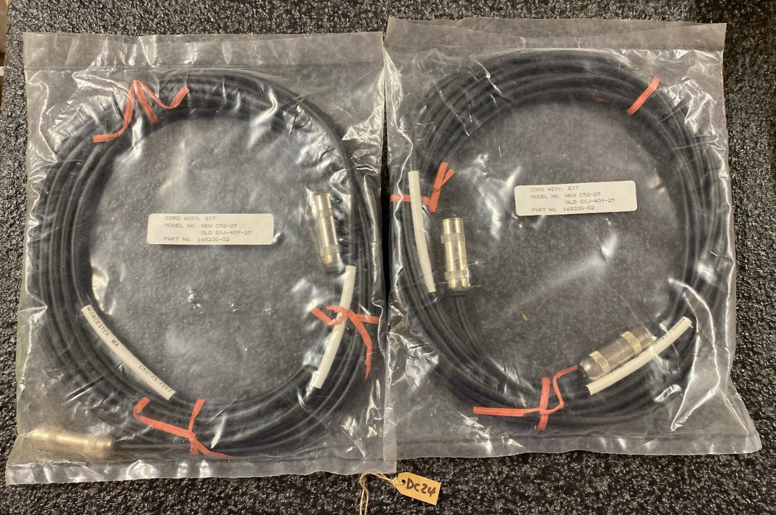 Two David Clark C52-25 Cord Assembly 25 Foot Part Number 16823G-02